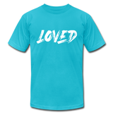 Loved W Unisex Jersey T-Shirt by Bella + Canvas - turquoise