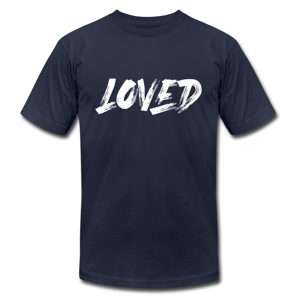 Loved W Unisex Jersey T-Shirt by Bella + Canvas - navy