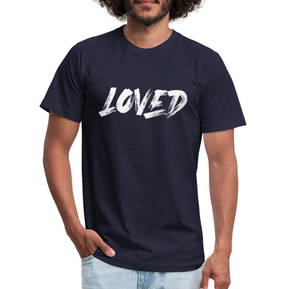 Loved W Unisex Jersey T-Shirt by Bella + Canvas - navy