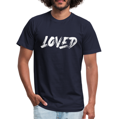 Loved W Unisex Jersey T-Shirt by Bella + Canvas - navy
