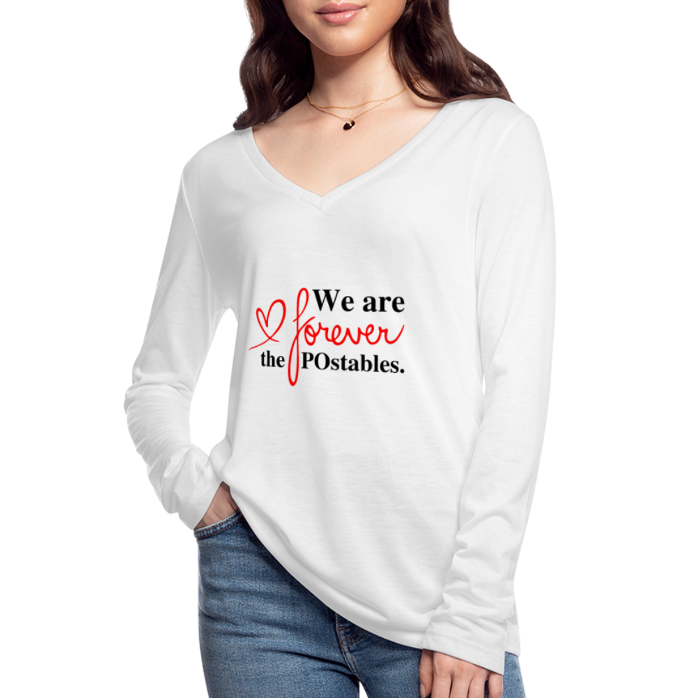 We are forever the POstables B Women’s Long Sleeve  V-Neck Flowy Tee - white