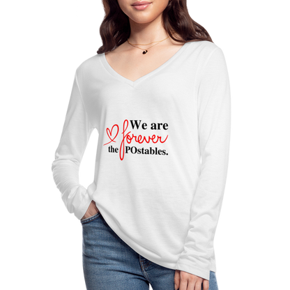 We are forever the POstables B Women’s Long Sleeve  V-Neck Flowy Tee - white