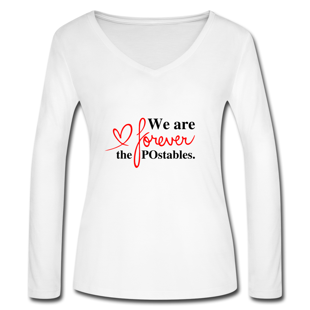 We are forever the POstables B Women’s Long Sleeve  V-Neck Flowy Tee - white