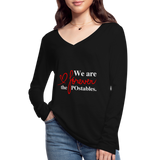 We are forever the POstables W Women’s Long Sleeve  V-Neck Flowy Tee - black