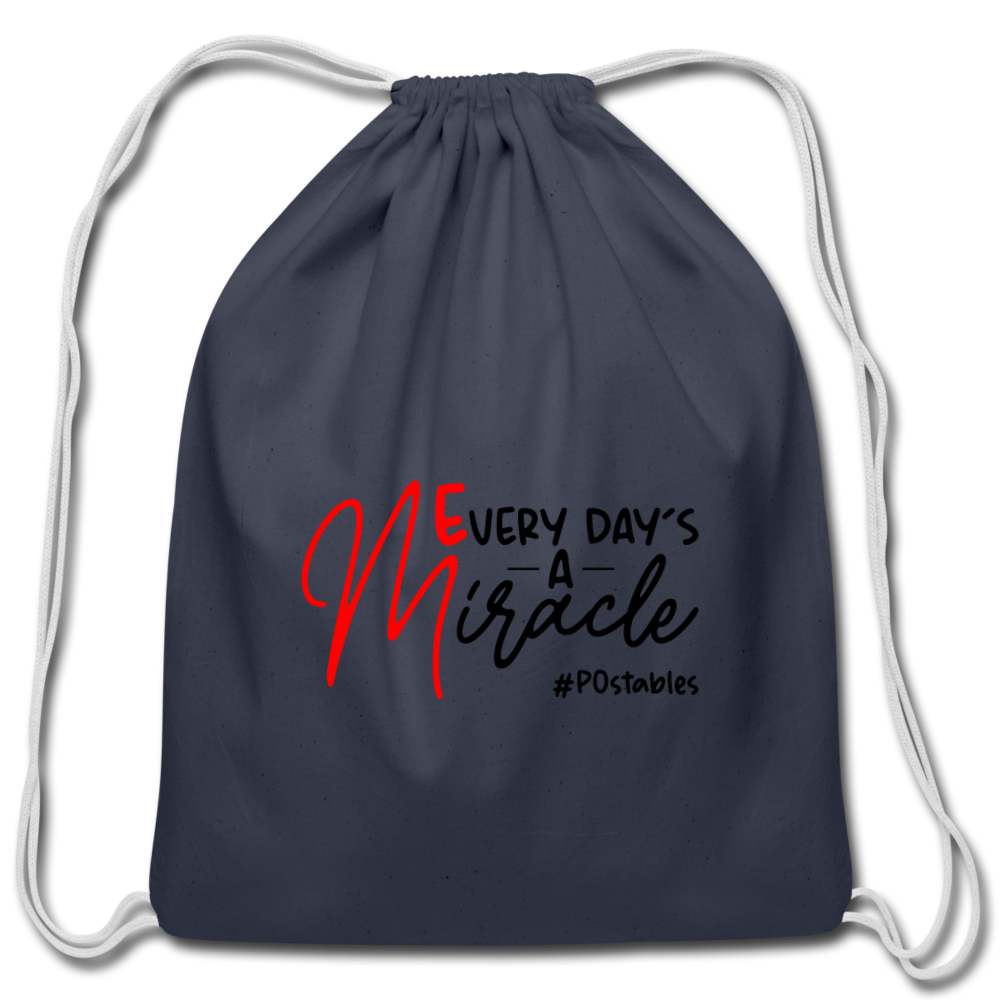Every Day's A Miracle B Cotton Drawstring Bag - navy