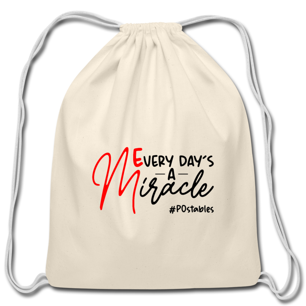 Every Day's A Miracle B Cotton Drawstring Bag - natural