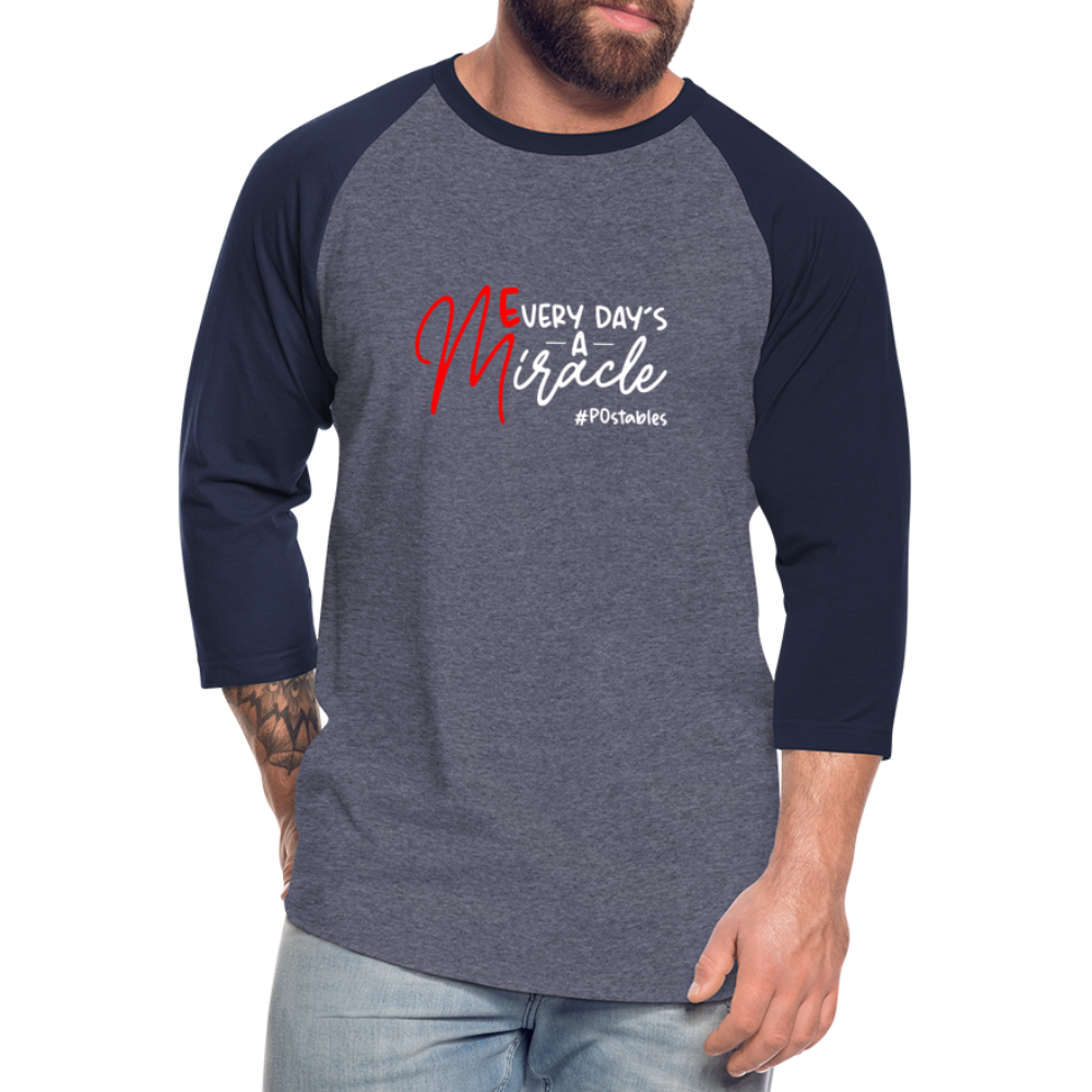 Every Day's A Miracle  W Baseball T-Shirt - heather blue/navy