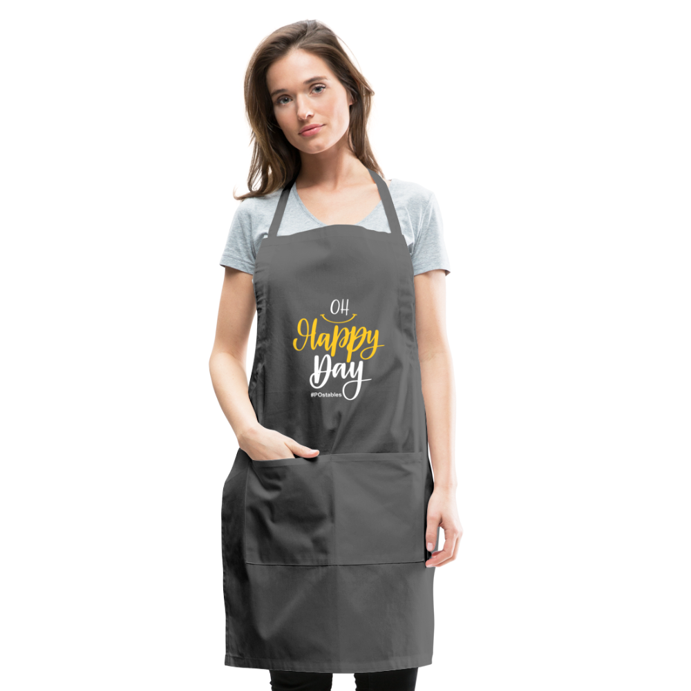 Oh Happy Day W Adjustable Apron - charcoal