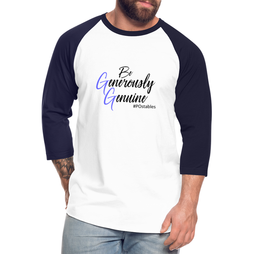 Be Generously Genuine B Baseball T-Shirt - white/navy