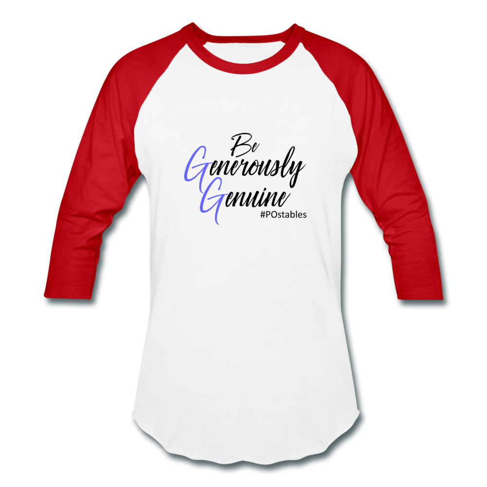 Be Generously Genuine B Baseball T-Shirt - white/red