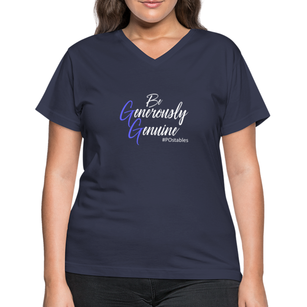 Be Generously Genuine W Women's V-Neck T-Shirt - navy