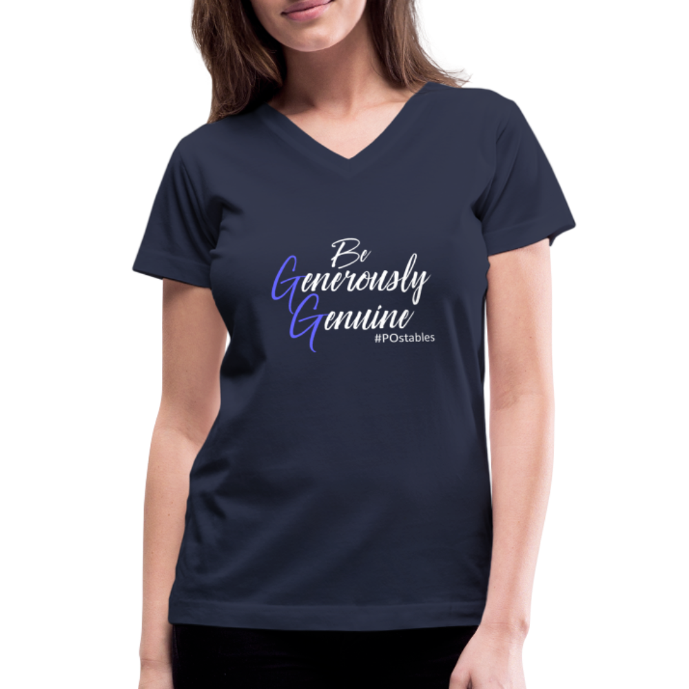 Be Generously Genuine W Women's V-Neck T-Shirt - navy