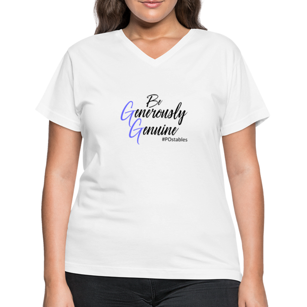 Be Generously Genuine B Women's V-Neck T-Shirt - white