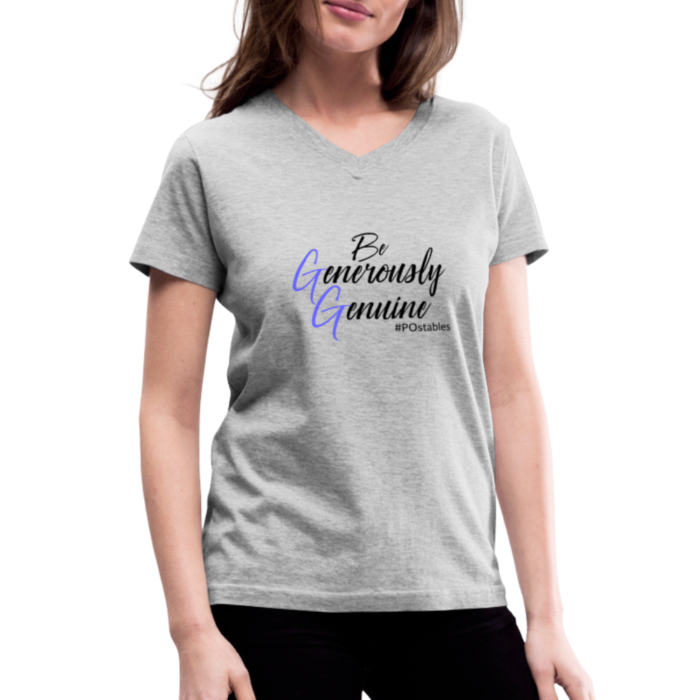 Be Generously Genuine B Women's V-Neck T-Shirt - gray