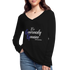 Be Generously Genuine W Women’s Long Sleeve  V-Neck Flowy Tee - black