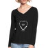 For Everything There is a Season W Women’s Long Sleeve  V-Neck Flowy Tee - black