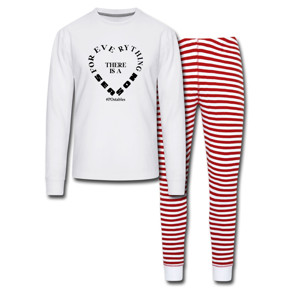 For Everything There is a Season B Unisex Pajama Set - white/red stripe