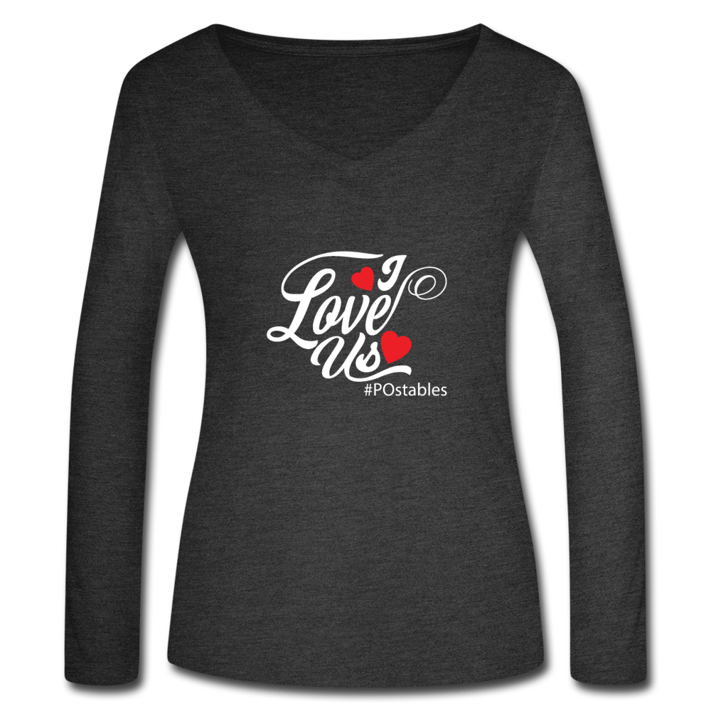 I Love Us W Women’s Long Sleeve  V-Neck Flowy Tee - deep heather