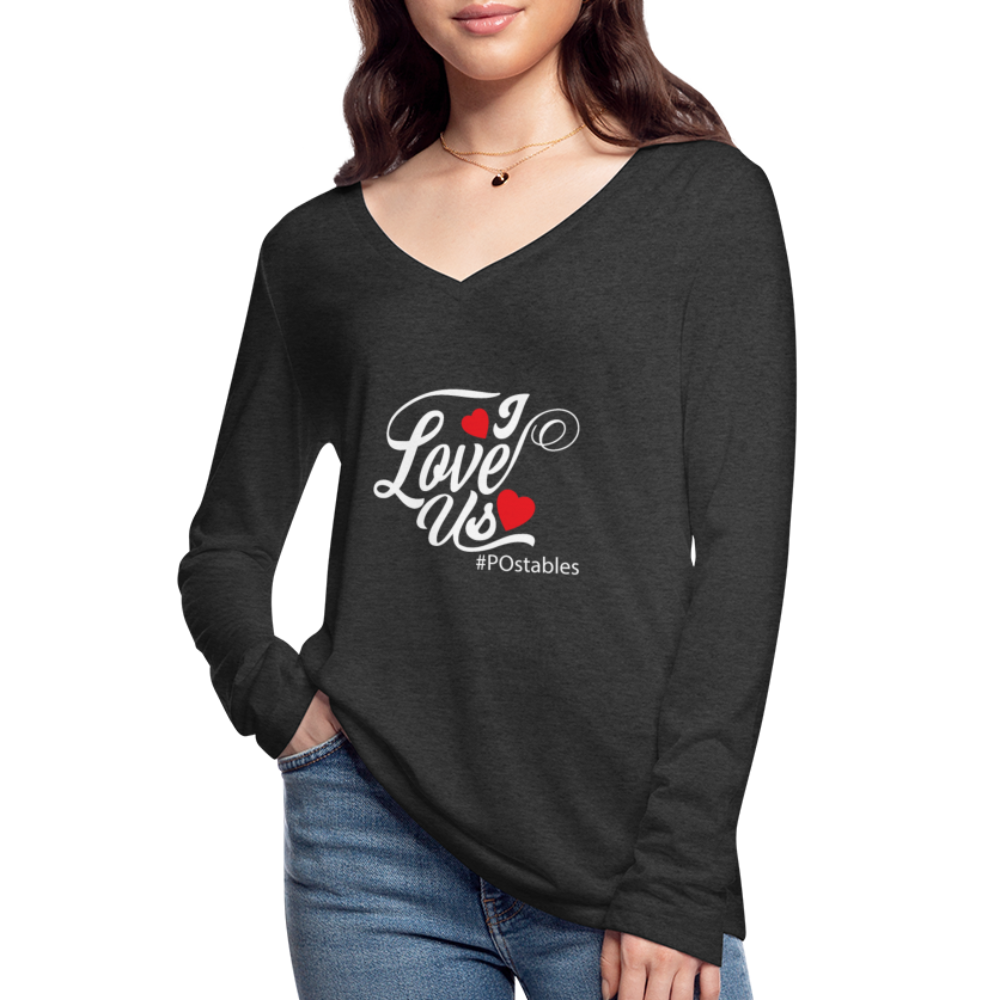 I Love Us W Women’s Long Sleeve  V-Neck Flowy Tee - deep heather