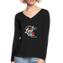 I Love Us W Women’s Long Sleeve  V-Neck Flowy Tee - black