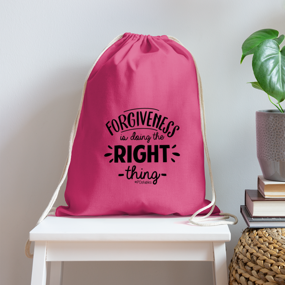 Forgiveness Is Doing The Right Thing B Cotton Drawstring Bag - pink