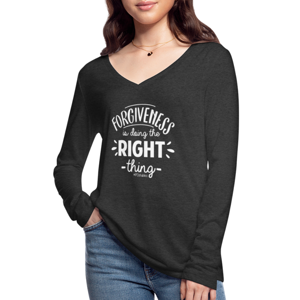 Forgiveness Is Doing The Right Thing W Women’s Long Sleeve  V-Neck Flowy Tee - deep heather