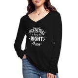 Forgiveness Is Doing The Right Thing W Women’s Long Sleeve  V-Neck Flowy Tee - black