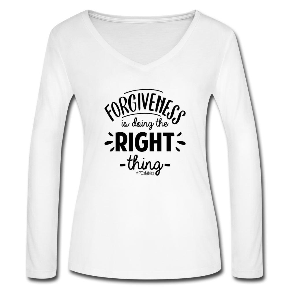 Forgiveness Is Doing The Right Thing B Women’s Long Sleeve  V-Neck Flowy Tee - white