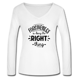 Forgiveness Is Doing The Right Thing B Women’s Long Sleeve  V-Neck Flowy Tee - white