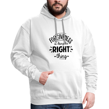 Forgiveness Is Doing The Right Thing B Contrast Hoodie - white/gray