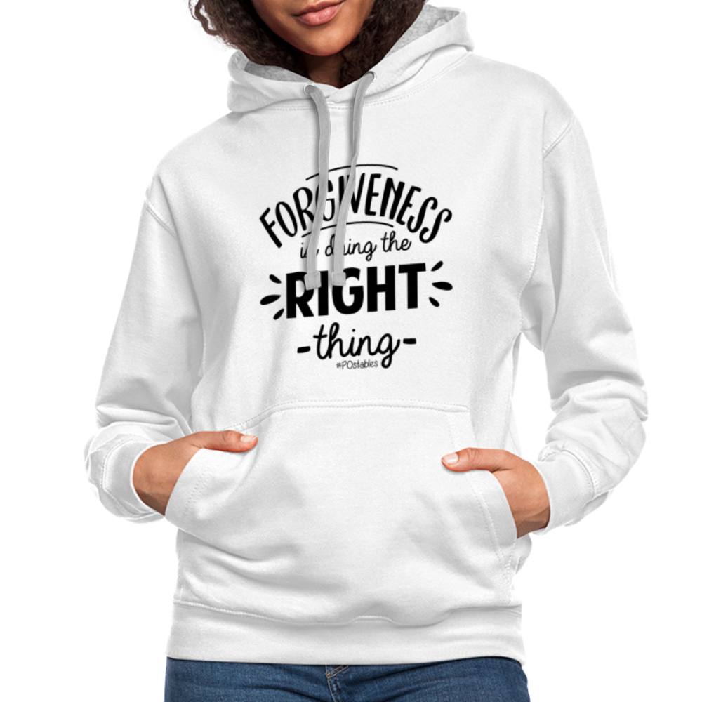 Forgiveness Is Doing The Right Thing B Contrast Hoodie - white/gray