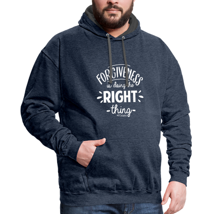 Forgiveness Is Doing The Right Thing W Contrast Hoodie - indigo heather/asphalt