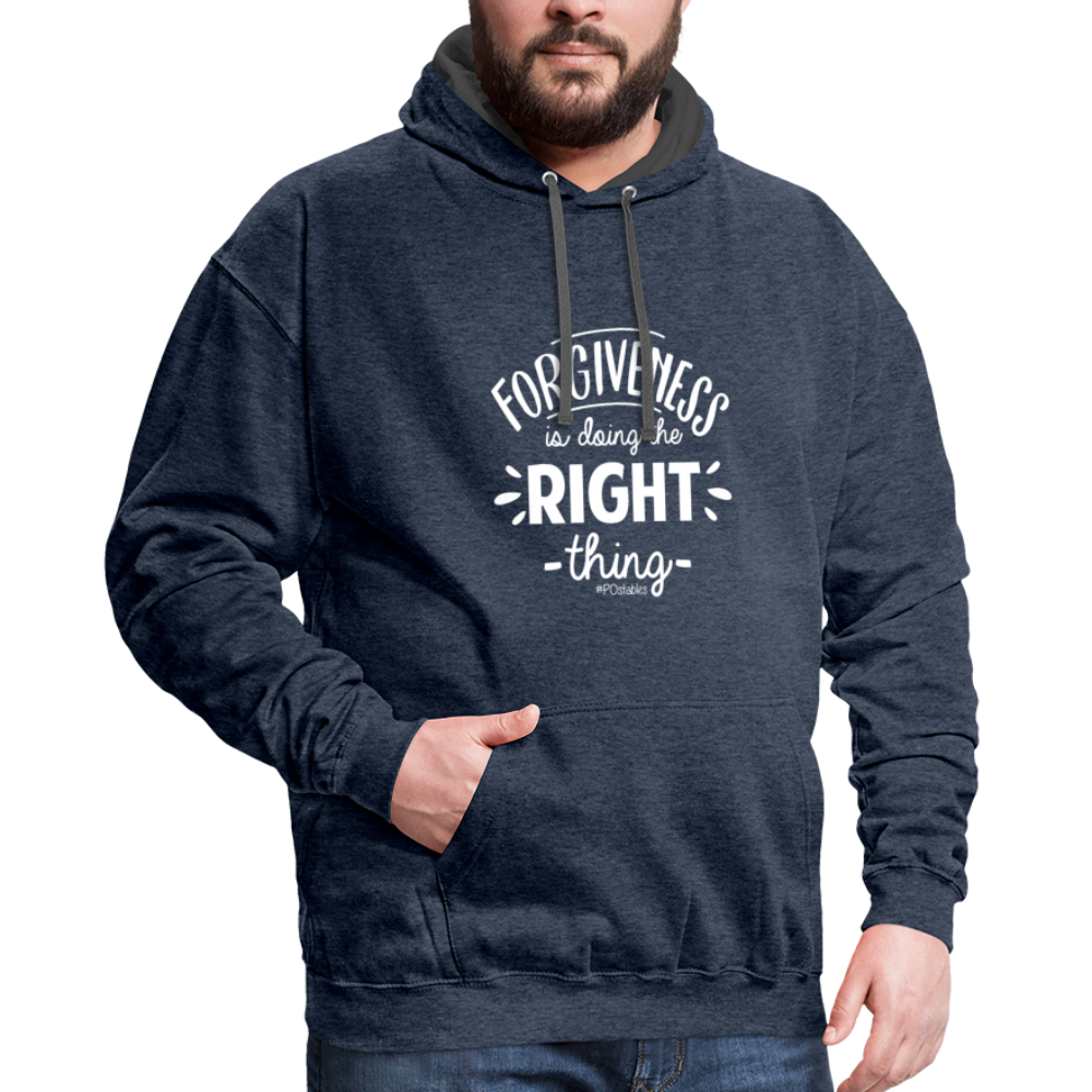 Forgiveness Is Doing The Right Thing W Contrast Hoodie - indigo heather/asphalt