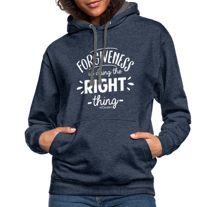 Forgiveness Is Doing The Right Thing W Contrast Hoodie - indigo heather/asphalt