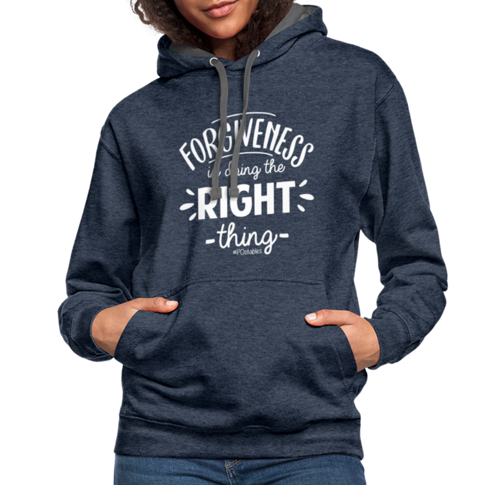 Forgiveness Is Doing The Right Thing W Contrast Hoodie - indigo heather/asphalt