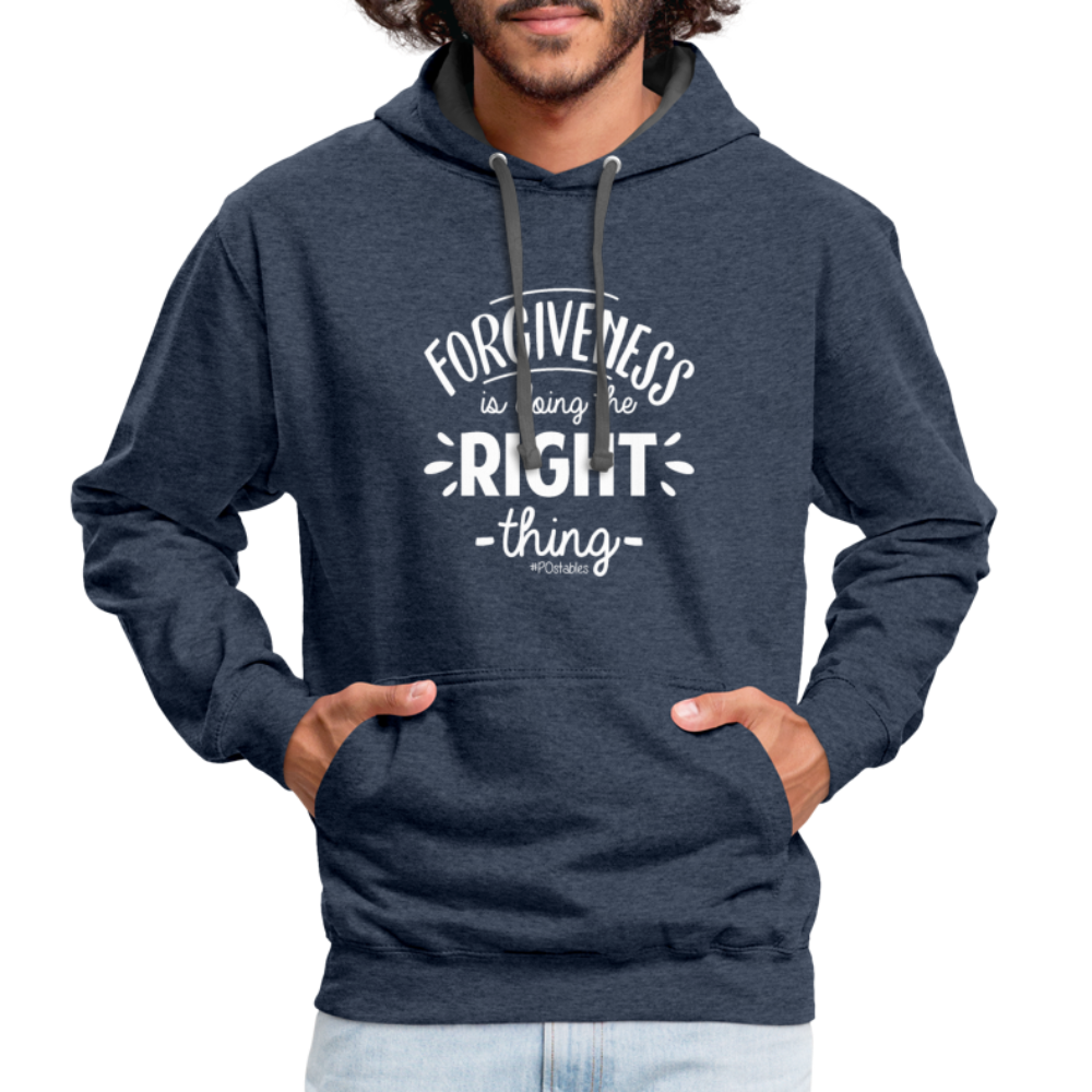 Forgiveness Is Doing The Right Thing W Contrast Hoodie - indigo heather/asphalt