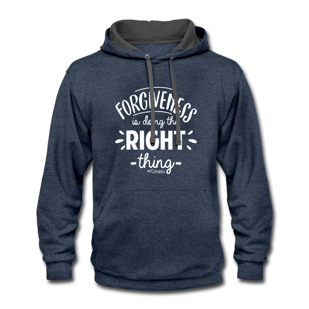 Forgiveness Is Doing The Right Thing W Contrast Hoodie - indigo heather/asphalt