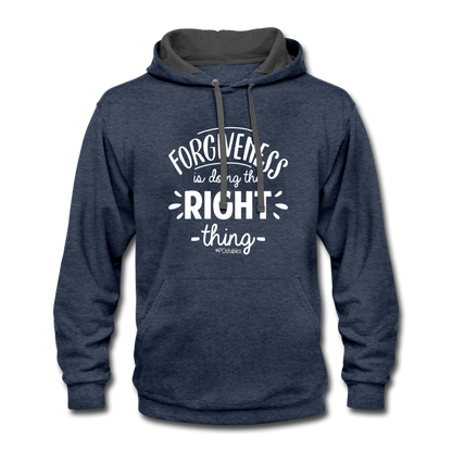 Forgiveness Is Doing The Right Thing W Contrast Hoodie - indigo heather/asphalt