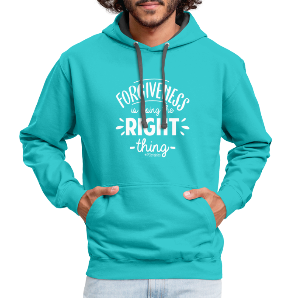 Forgiveness Is Doing The Right Thing W Contrast Hoodie - scuba blue/asphalt