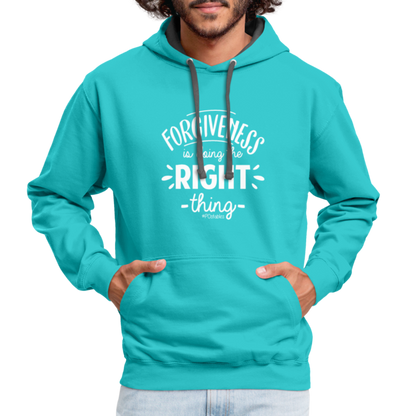 Forgiveness Is Doing The Right Thing W Contrast Hoodie - scuba blue/asphalt