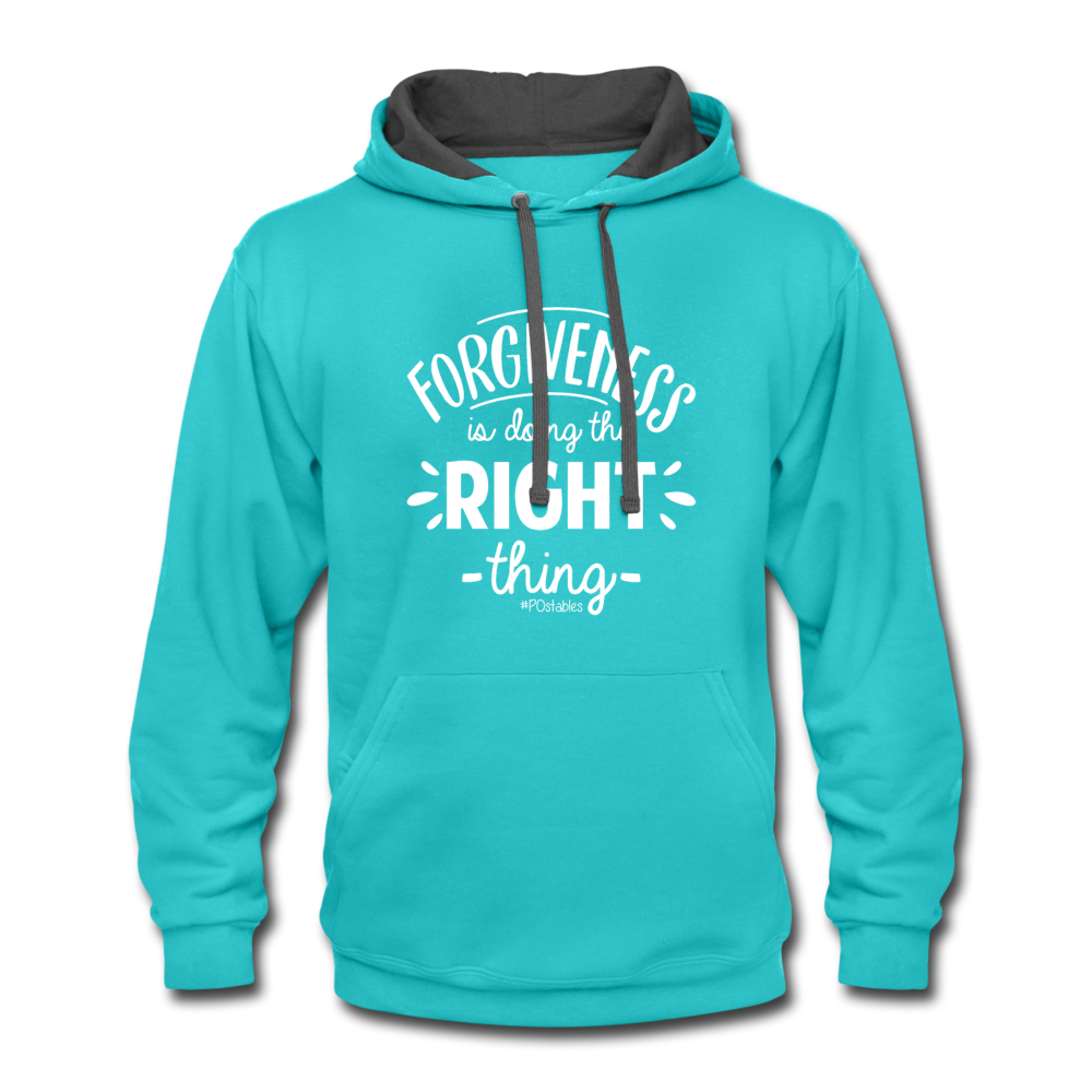 Forgiveness Is Doing The Right Thing W Contrast Hoodie - scuba blue/asphalt