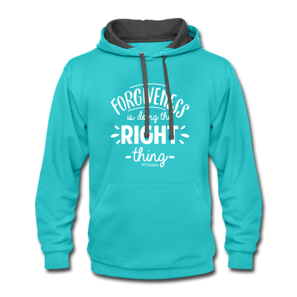 Forgiveness Is Doing The Right Thing W Contrast Hoodie - scuba blue/asphalt