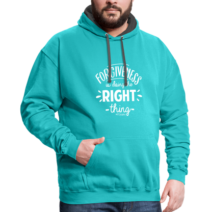 Forgiveness Is Doing The Right Thing W Contrast Hoodie - scuba blue/asphalt