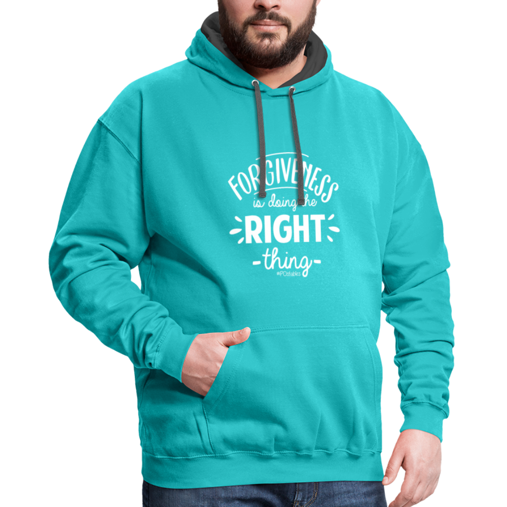Forgiveness Is Doing The Right Thing W Contrast Hoodie - scuba blue/asphalt
