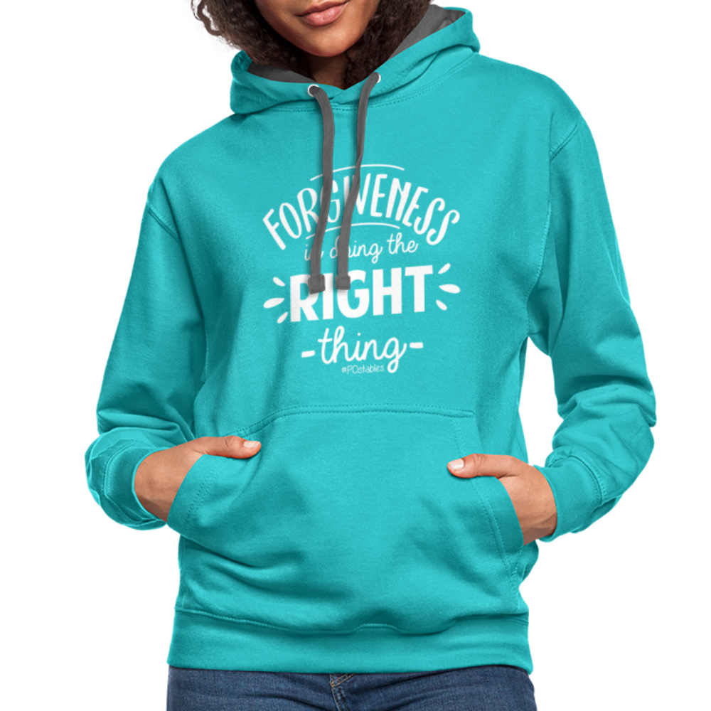 Forgiveness Is Doing The Right Thing W Contrast Hoodie - scuba blue/asphalt