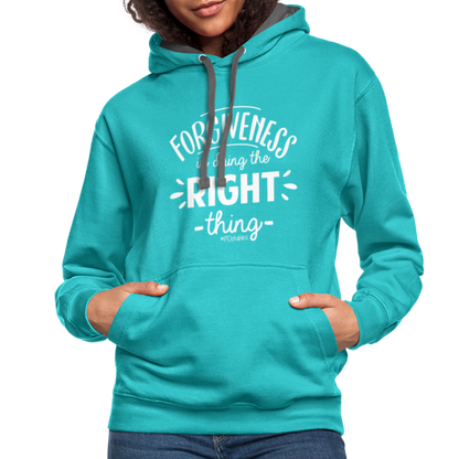 Forgiveness Is Doing The Right Thing W Contrast Hoodie - scuba blue/asphalt