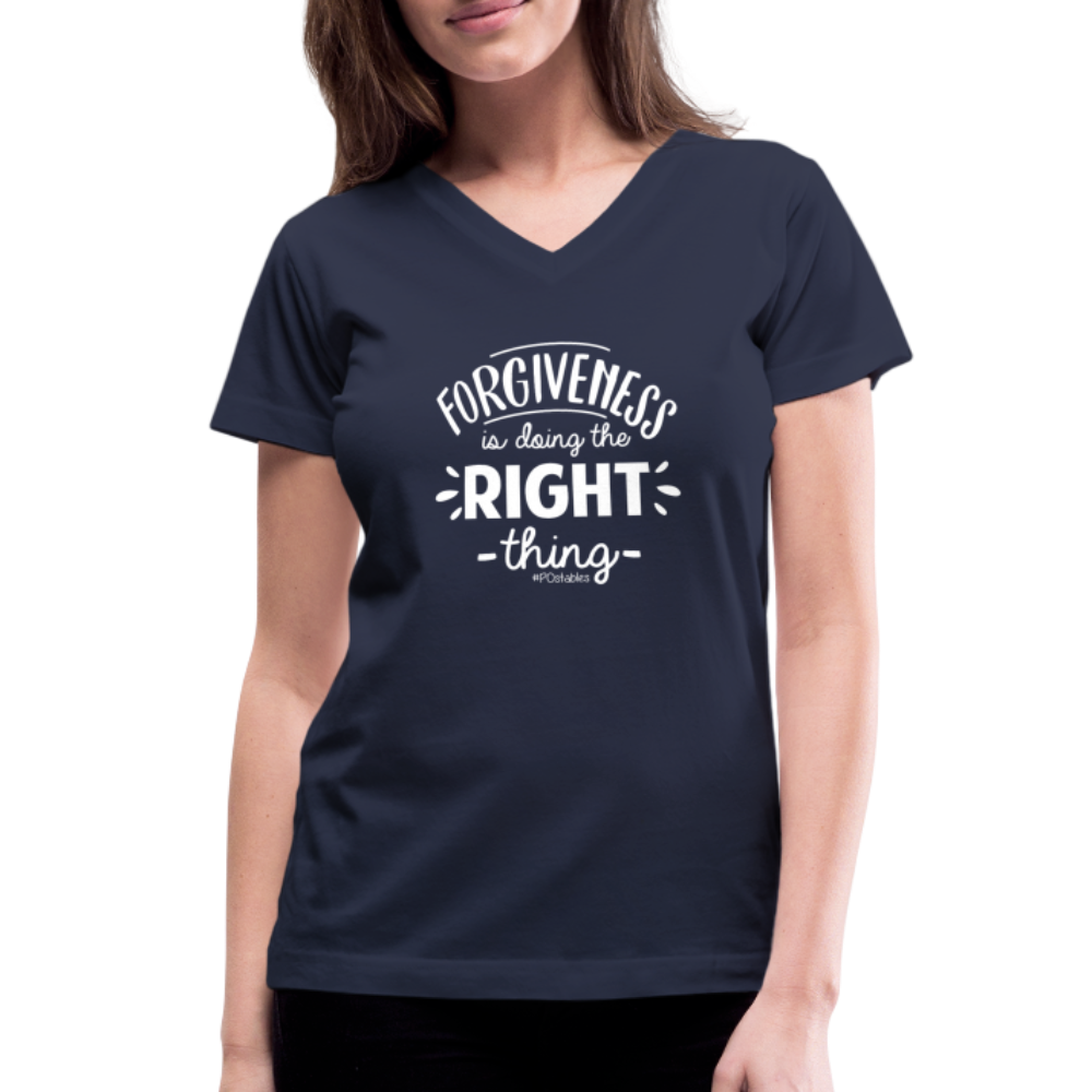 Forgiveness Is Doing The Right Thing W Women's V-Neck T-Shirt - navy