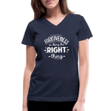 Forgiveness Is Doing The Right Thing W Women's V-Neck T-Shirt - navy