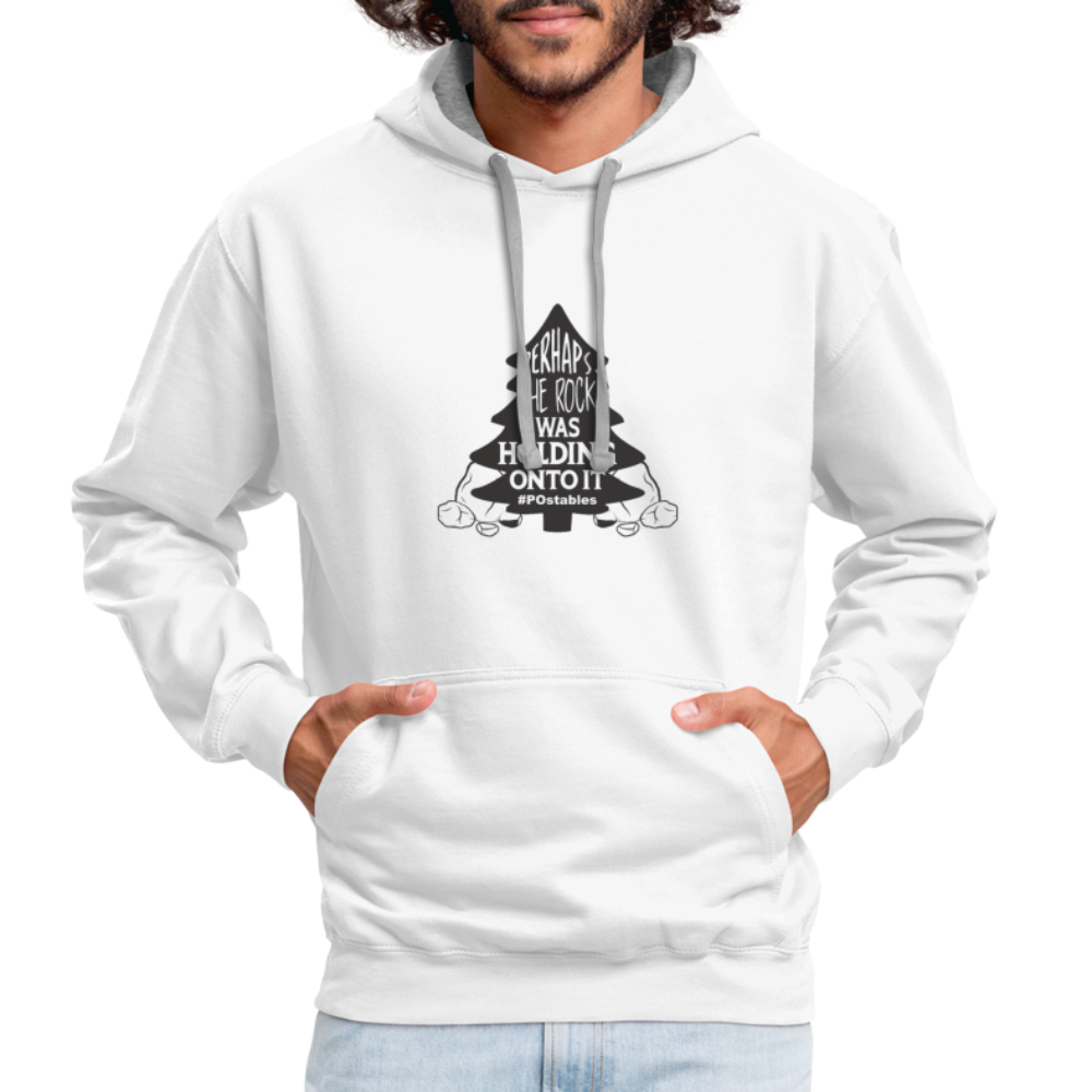 Perhaps The Rock Was Holding Onto It B Contrast Hoodie - white/gray