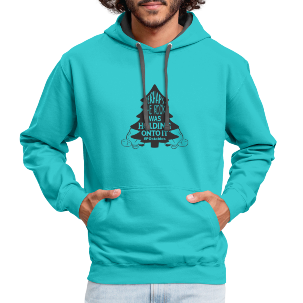 Perhaps The Rock Was Holding Onto It B Contrast Hoodie - scuba blue/asphalt